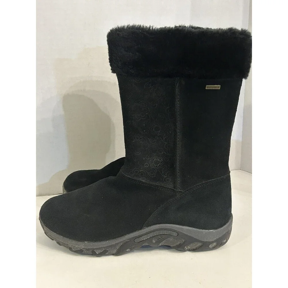 Merrell Kids Jungle Moc Puff J95602 Black Suede Waterproof Snow Boots Kids 6.5